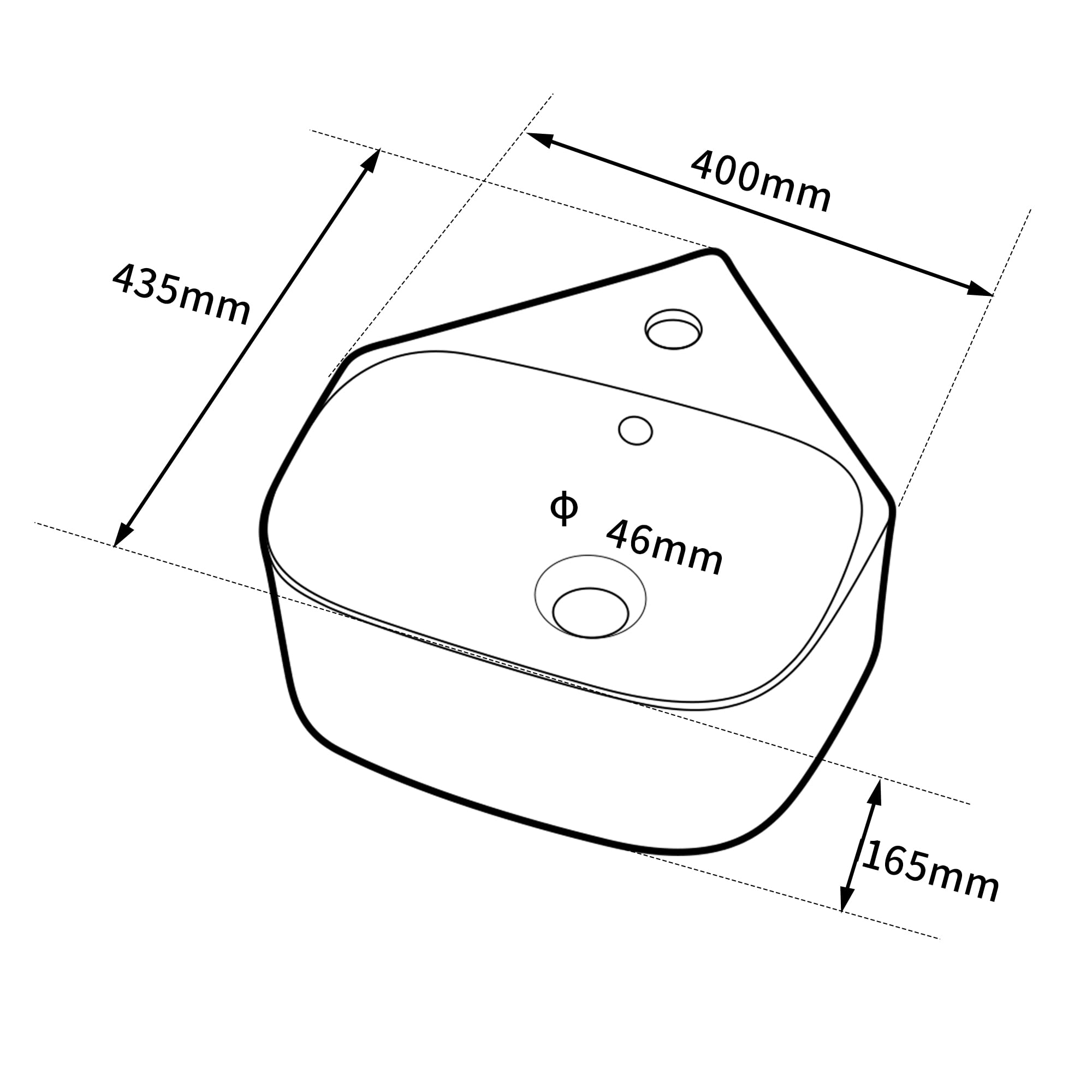 Lavaplas de esquina de cerámica blanca - Lavabo compacto y angular para espacios pequeños - Lavabo de diseño elegante y funcional - Ideal para baños o aseos - 40 x 43,5 x 16,5 cm
