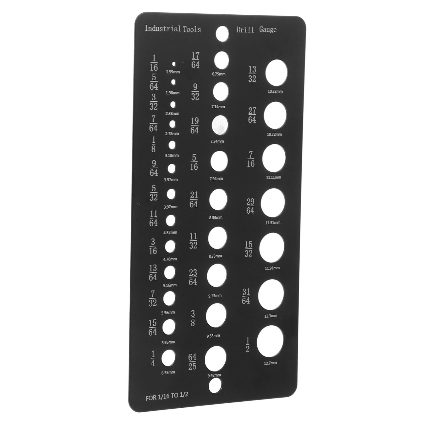 VILLFUL Aluminum Alloy Drill Bit Gauge 1/16-1/2 Inch Hole Measuring Tool for Mechanics Electricians