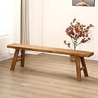ConveniBee Rustic Farmhouse Solid Elm Wood Entryway Bench - Narrow 39.3" Indoor Shoe Bench, 1100lbs Capacity for Bedroom, Dining