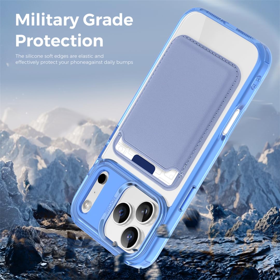 Custodia in pelle con porta carte magnetico, ricarica wireless e cover rigida ibrida opaca per iPhone 17 Pro Max (per iPhone 17 Pro Max/grigio)