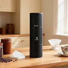 Moedor de Café Elétrico Portátil e Prático, Moagem Ajustável para Todos os Cafés (Espresso, Filtro, Coado) - Recarrega via USB