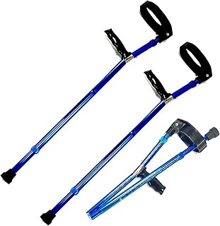 Muletas de antebrazo con puño Cerrado pivotante (par), muletas Ajustables para Adultos, muletas de Codo Plegables de Aluminio liviano con Asas de muñeca ergonómicas y cómodas (Color: Azul)