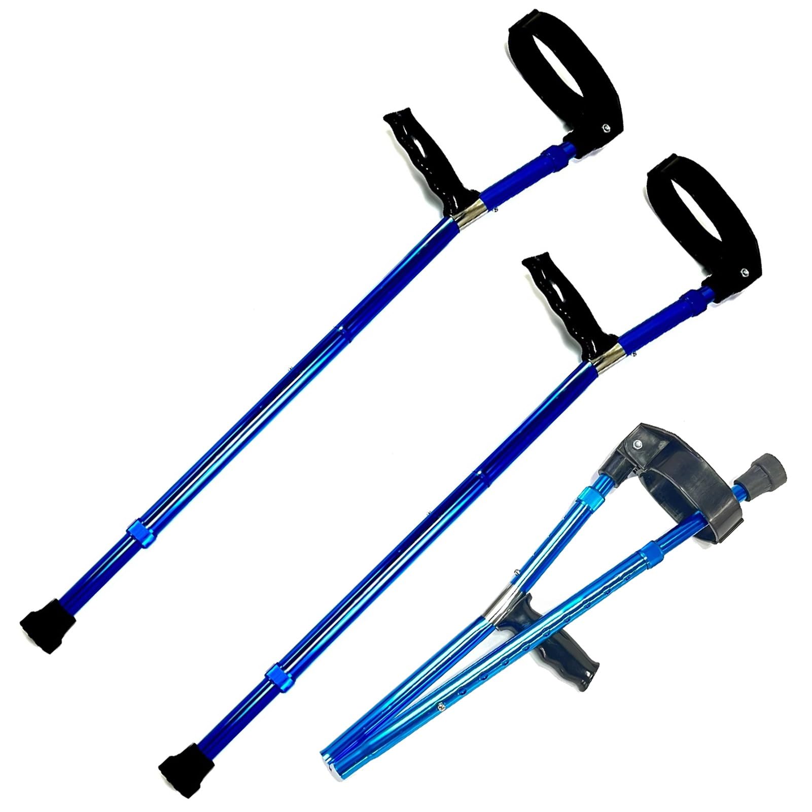 Muletas de antebrazo para adultos, muletas plegables de aluminio ligeras con puño cerrado giratorio y asas ergonómicas para la muñeca, par