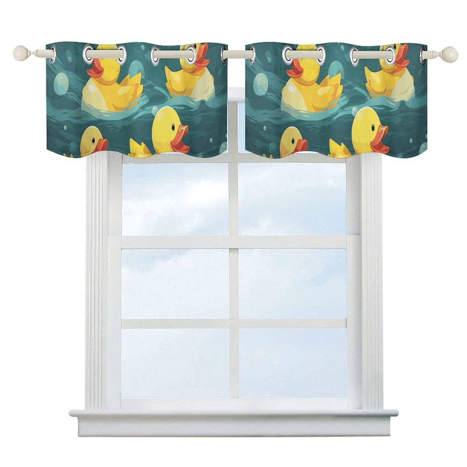 Lot de 2 rideaux occultants à imprimé canards pour chambre