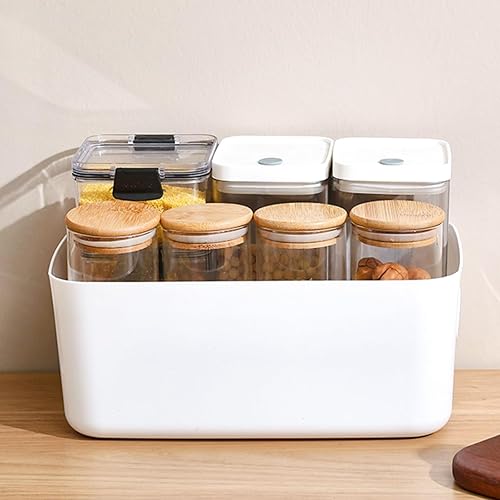 Miniatura 3 de Juego de 6 cubos de almacenamiento de plástico, 11.8 x 7.9 x 4.7 pulgadas, versátil organización y almacenamiento de despensa de cocina para