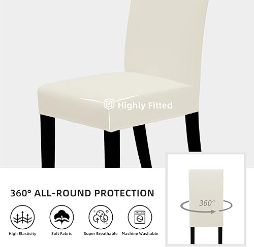 Miniatura 3 de Easy-Going Juego de 2 fundas elásticas para sillas de comedor, fundas para sillas Parsons para comedor, ceremonia, banquete, marfil