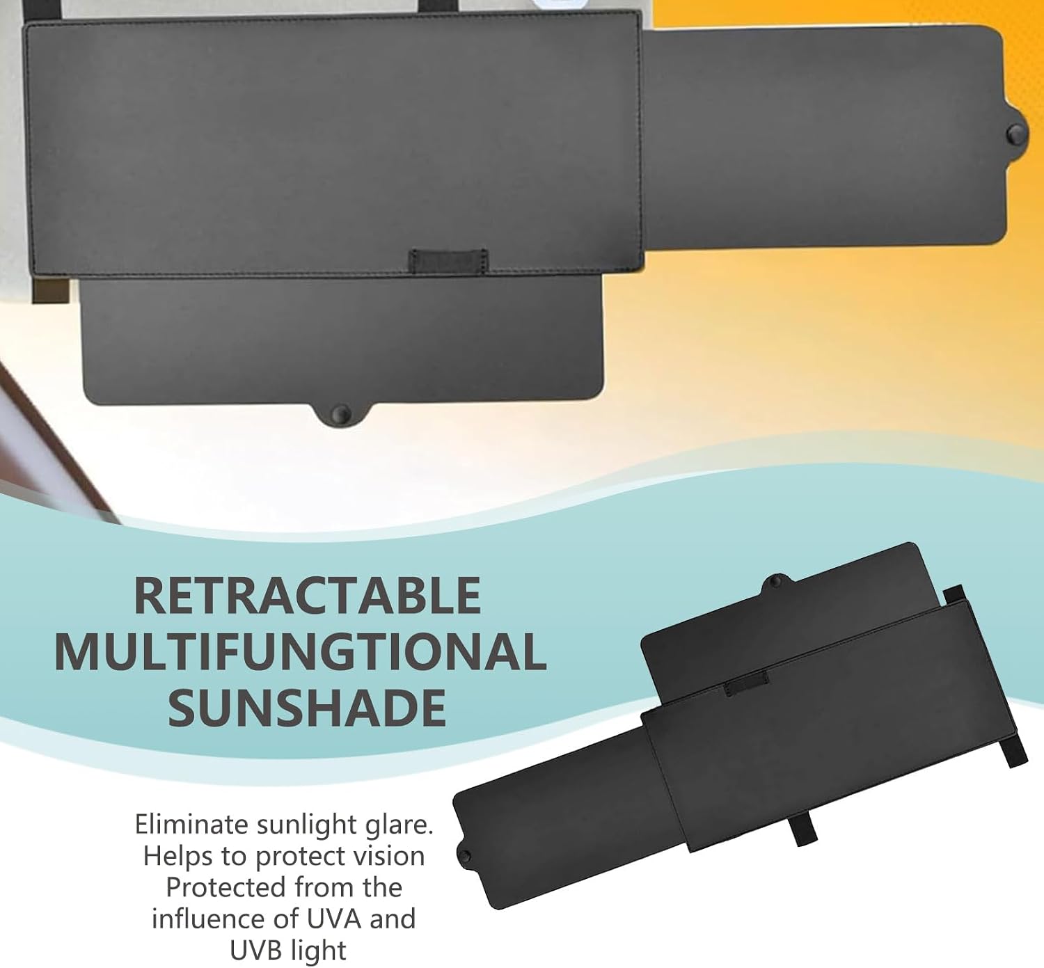 Car Sun Visor, Car Visor Extender Sun Blocker, Visor Accessories, Universal for Most Cars (Black #1 PC)