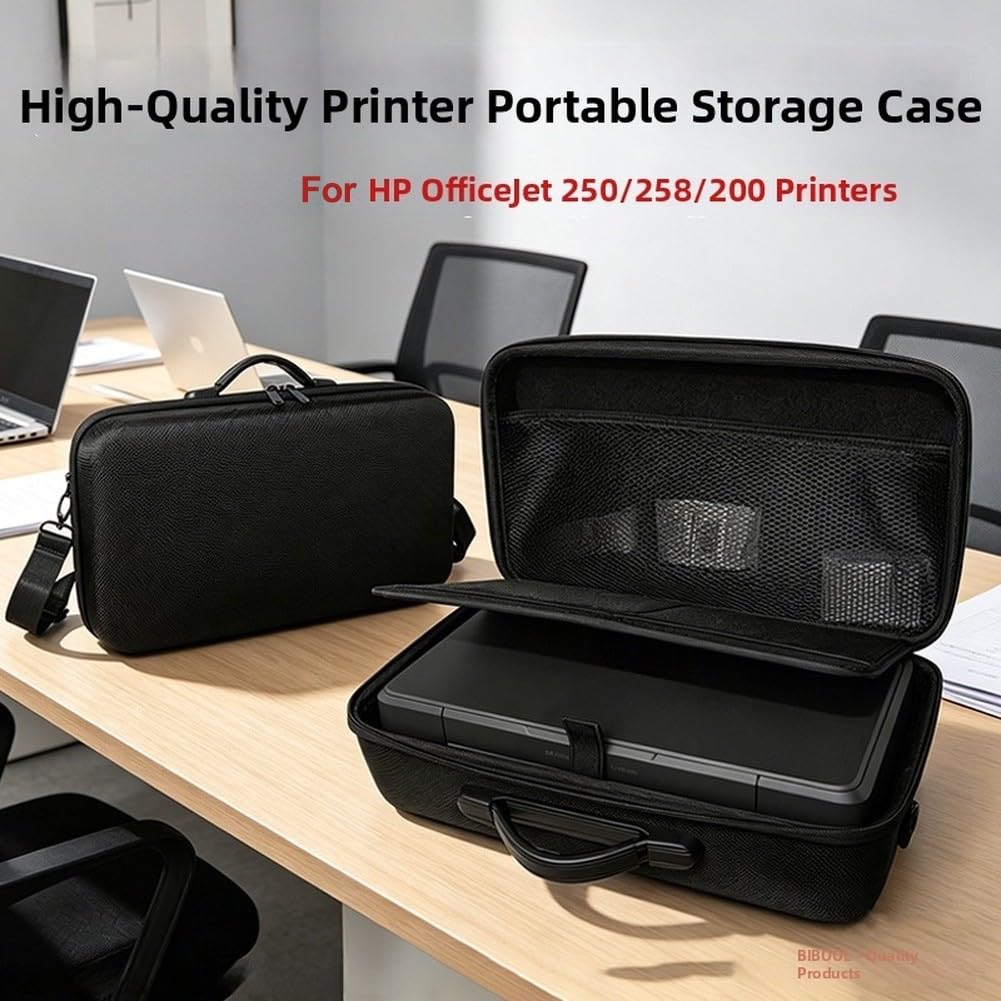 Funda rígida de viaje para HP para Officejet 250, bolsa de transporte de EVA a prueba de golpes con interior espacioso para accesorios de impresora, solución de almacenamiento portátil