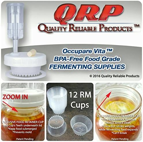 BETTER than Glass Fermentation Weights - Food Grade Plastic Mason Jar Food Fermentation Weights CUPS keep food submerged in brine (12-2.5" REGULAR MOUTH CUPS ONLY, NOT KITS)