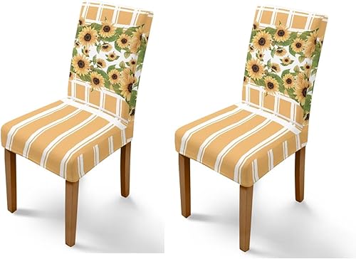 Miniatura 88 de Rnyleeg Fall Autumn Seat Covers for Dining Chairs Set of 4 Sunflower Themed Stretch Dining Chair Covers Soft Comfy Chair Slipcovers for Cocktail