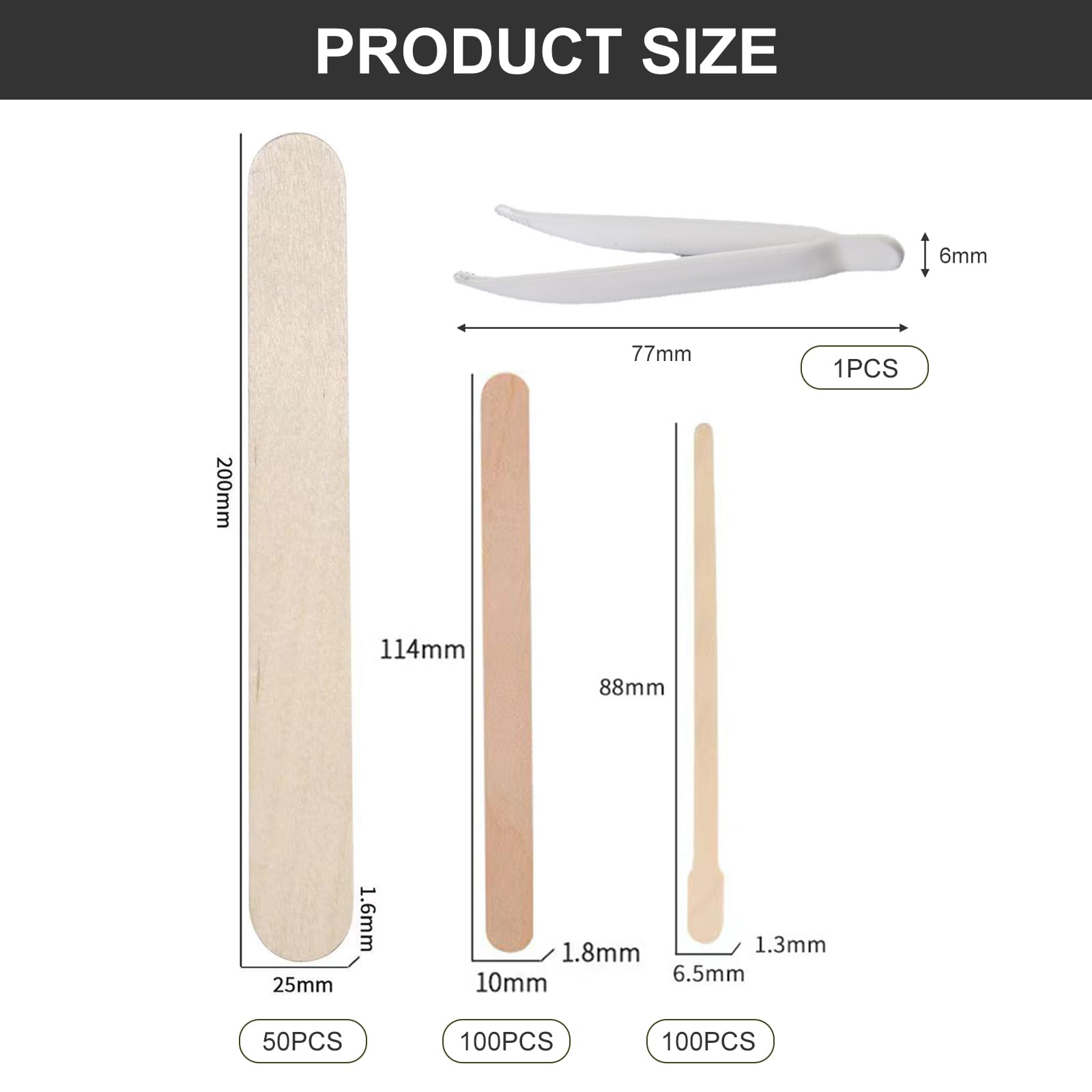 Spatule Cire Epilation, Spatule Bois Epilation, Baton Epilation Cire, Baton Cire Epilation, Spatule Bois pour Cire, 250 Pièces Bâtons de Cire, pour Épilation Sourcils Lèvres Corps, 3 Tailles