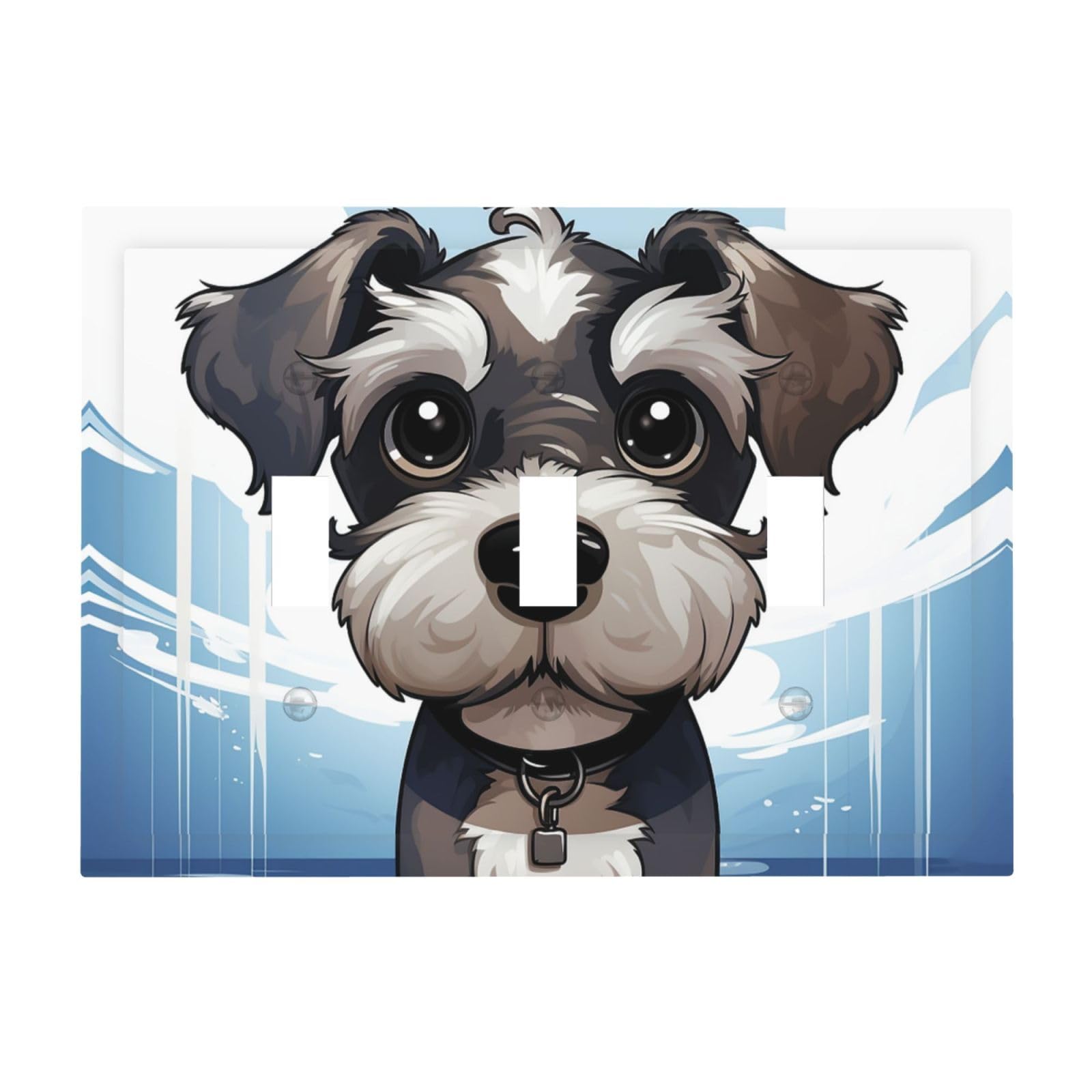 Kloph Adorable Schnauzer Decorator Light Switch Covers Wall Plate 3-Gang Mid Size 6.7" X 4.8" Triple Toggle Switch Wallplate Decorative 3 Gang Wall Switch Plate Covers Polycarbonate Thermoplastic