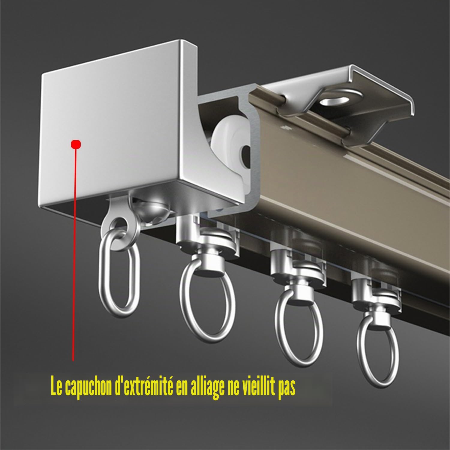 Rail De Rideau Robuste, Rail Rideaux En Alliage D'aluminium, Séparateur De Pièce De 100-500cm, Tringle À Rideaux Coulissante Pour Plafond Et Mur(A-ceiling,170cm/66.9in(2x85cm))