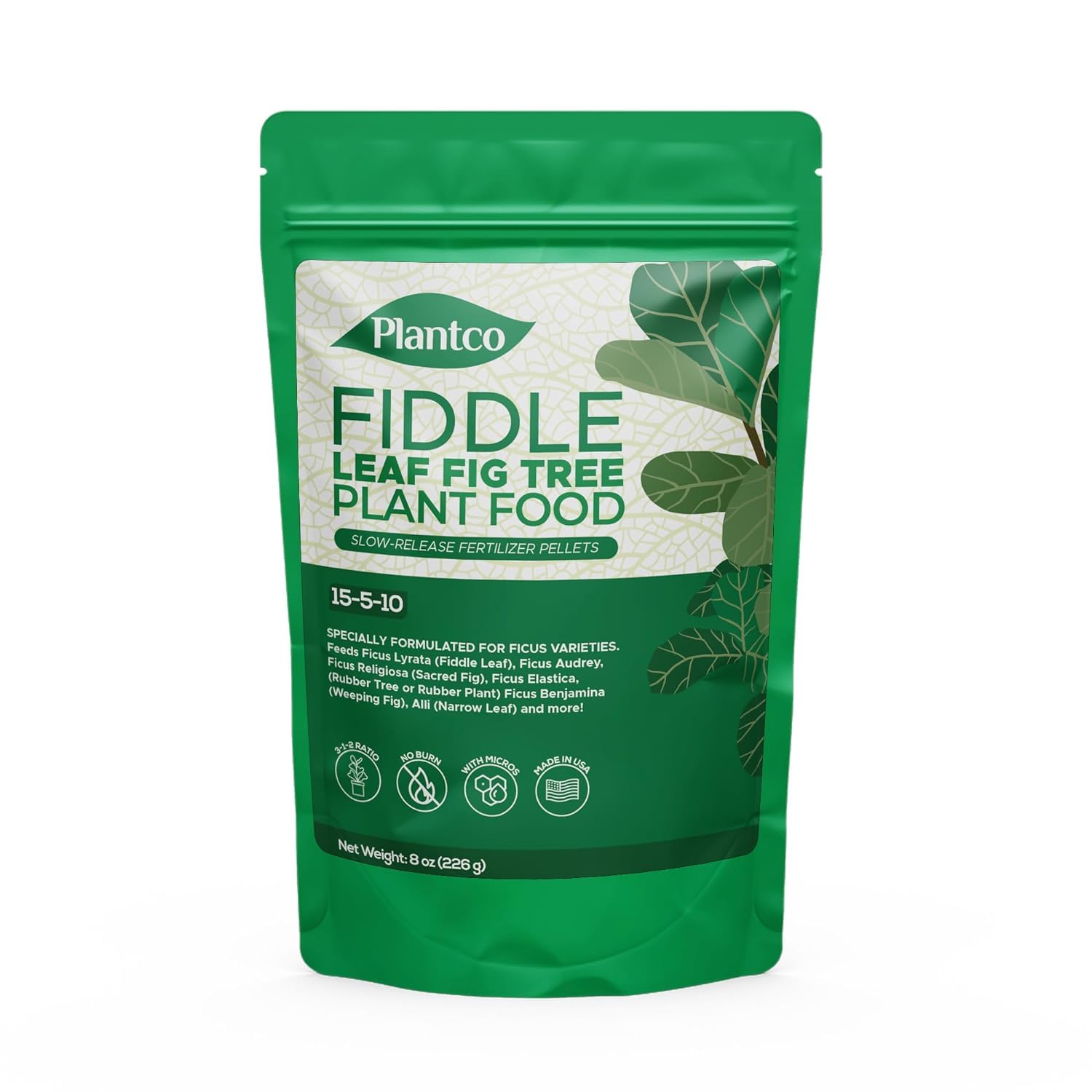 Fiddle Leaf Fig Tree Plant Food by Plantco (8 oz) Fertilizer Granules