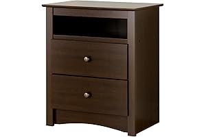 Prepac Fremont Dark Espresso 2-Drawer Nightstand with Open Shelf
