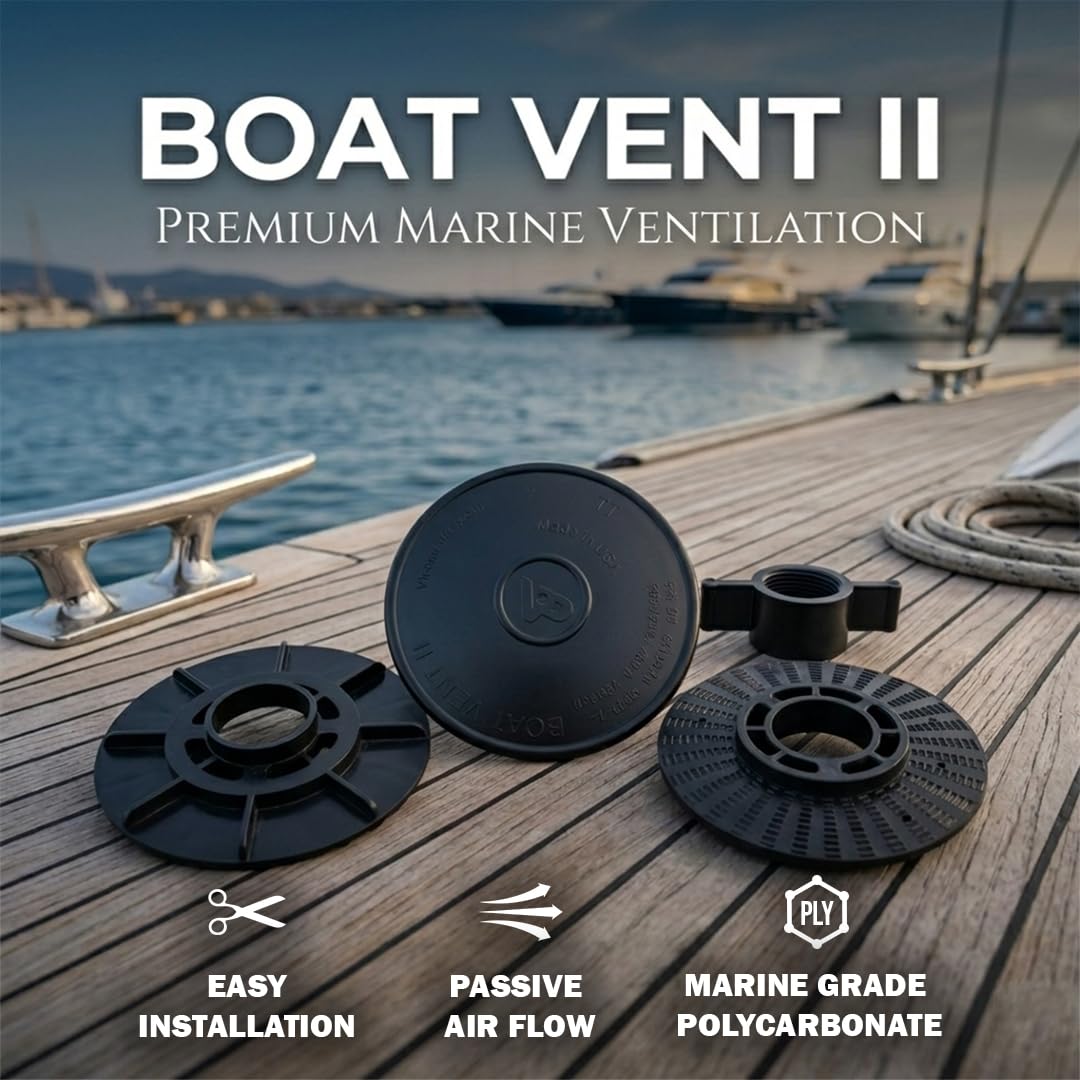 Vico Marine - Vico Marine Boat Vent II - Schwarz - 11,4 cm B x 11,4 cm T x 6,3 cm - Schnelle und einfache Installation
