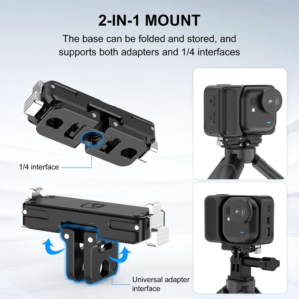Adattatore magnetico per treppiedi a vite da 1/4", installazione rapida e stoccaggio compatto