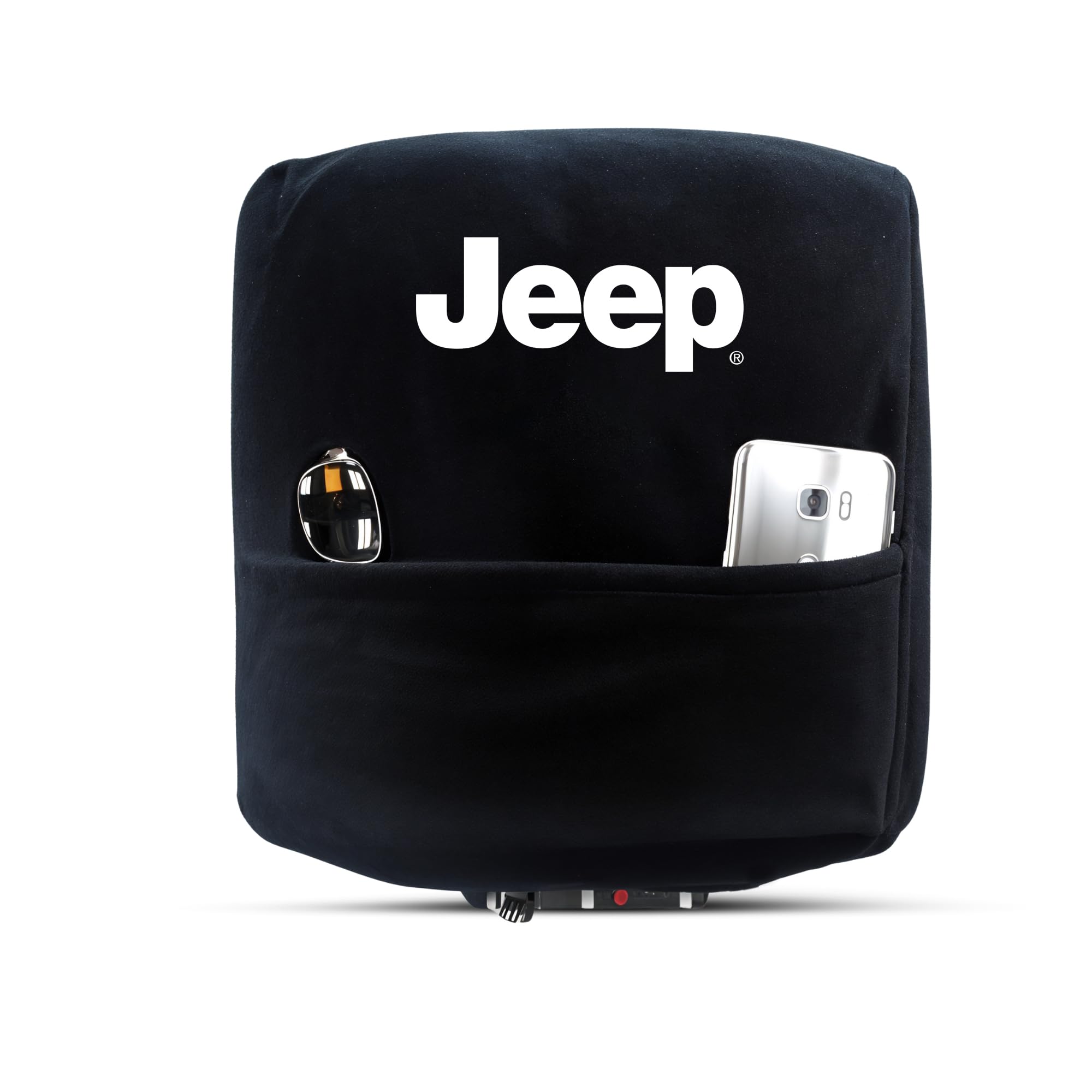 Seat Armour Officially Licensed Custom Fit Center Console Cover with Jeep Embroidered Logo for Select Grand Cherokee Models(2011-2017) - (Black)