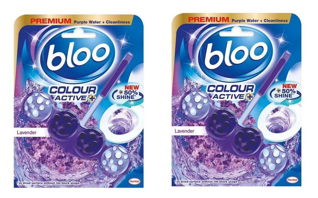 Bloo Solid Toilet Rim Block Colour Active Lavender | 4 in 1 Toilet Cleaners with Anti-Limescale, Cleaning Foam, Dirt Protection and Extra Freshness | Pack of 2 Purple, 2x50g (B08HZ64W5C) Amazon Price History, Amazon Price Tracker