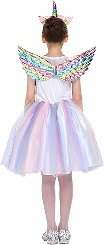 Miniatura 4 de Disfraz de princesa de Halloween para niñas pequeñas, disfraz con diadema y alas de arco iris para fiesta de cumpleaños