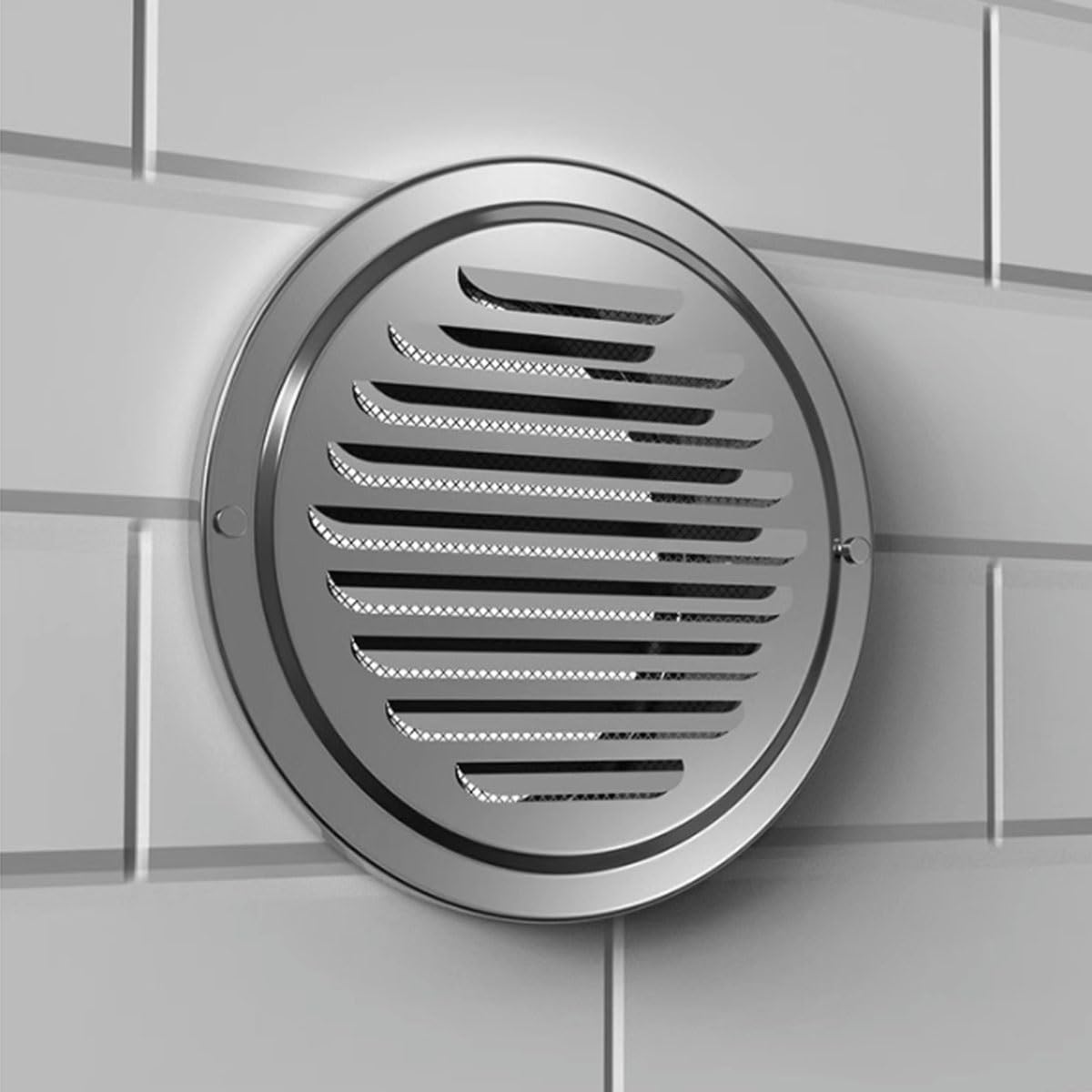 201 Stainless Steel Vent Cover Wall Mountable Louvered Ventilation Grill Hood 3" 4" 5" 6" 8" 10" 12" Exhaust Grille External Extractor with Screen Mesh Weatherproof(250mm/10inch)