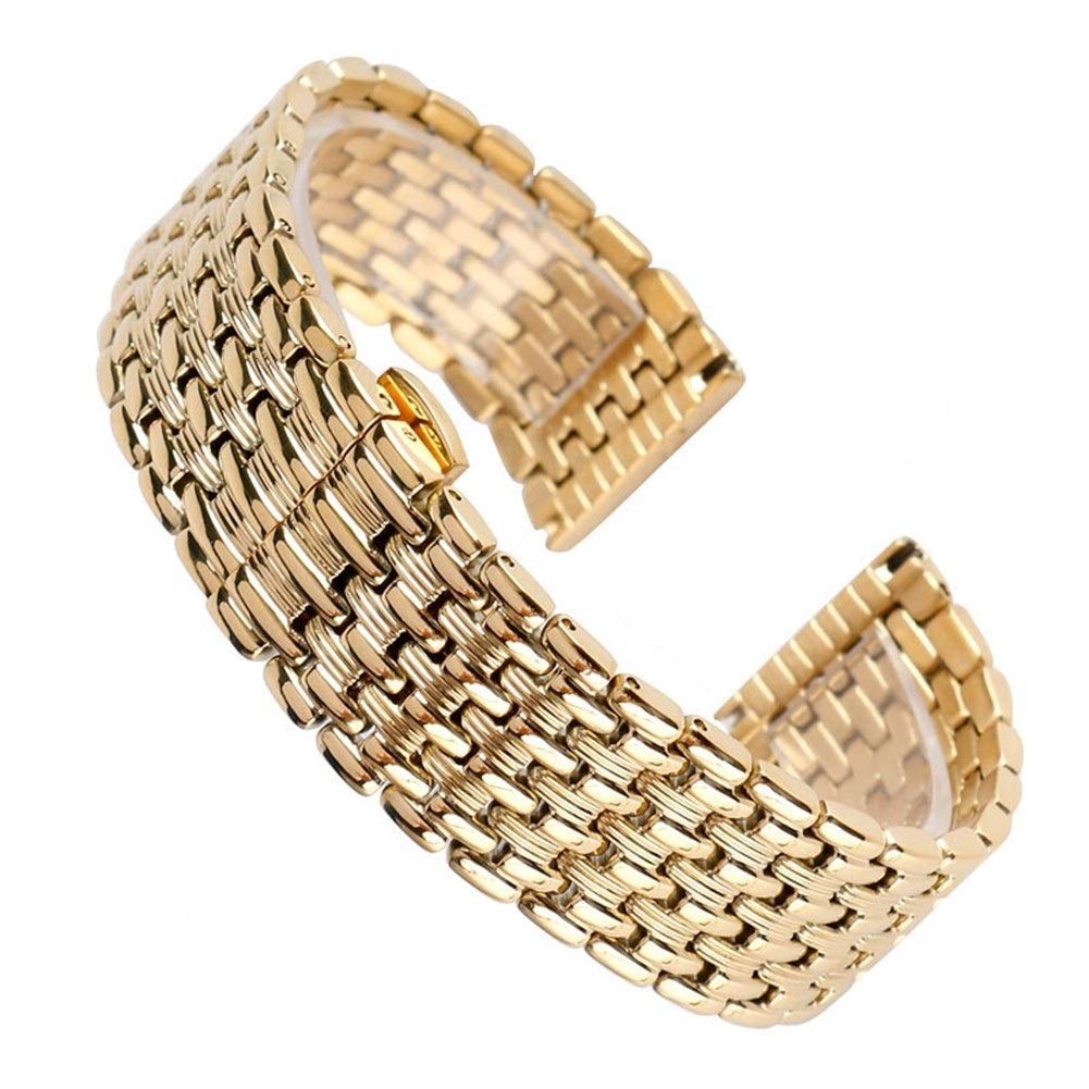 uhrenarmband aus Edelstahl, 18/20/22 mm, gelbgoldarmband, Druckknopf, versteckter Verschluss, massives verbindungsstück, verstellbar + 2 federstege