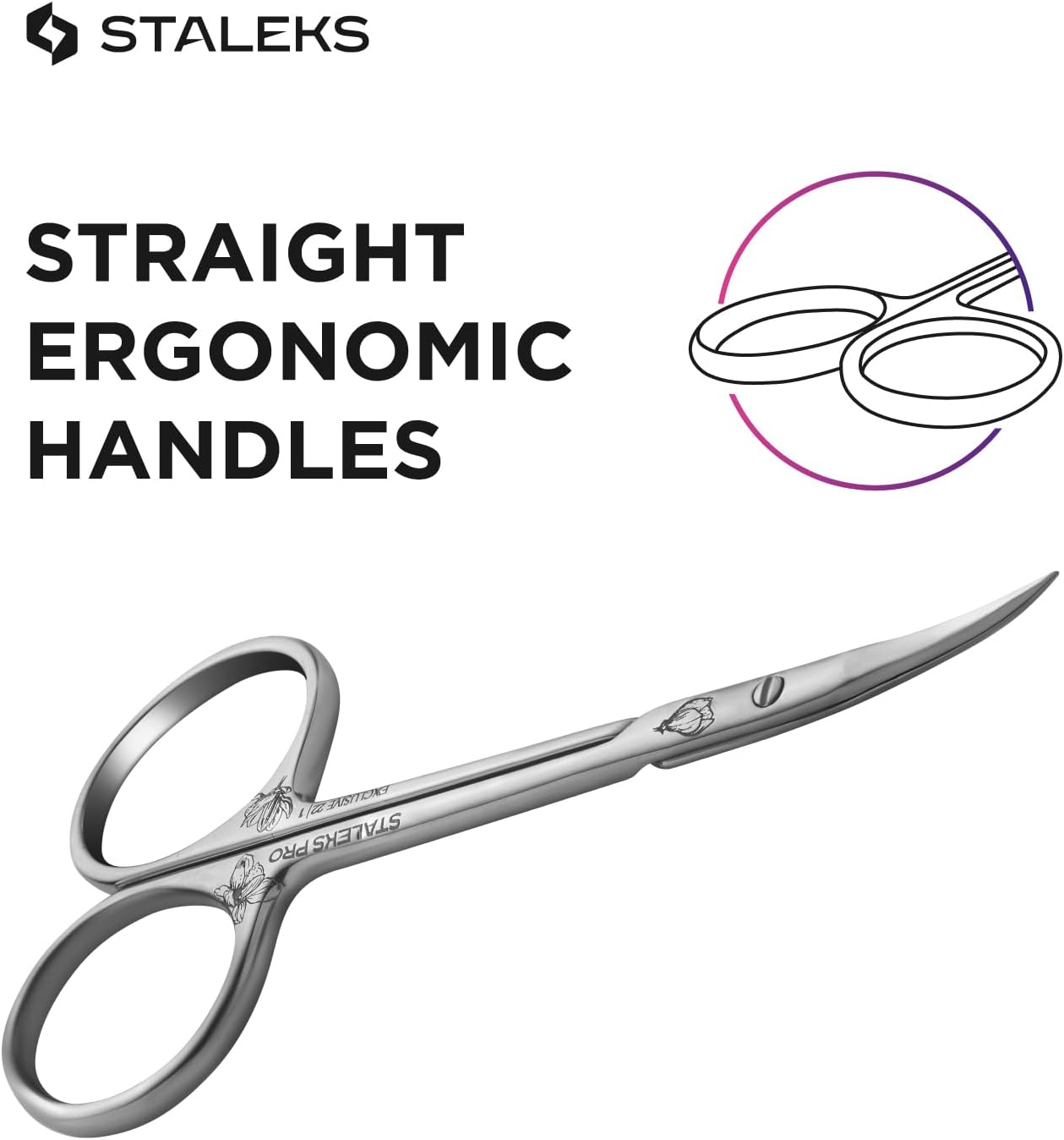 Staleks Exclusive 22 Type 1 Cuticle Scissors (Magnolia) – Straight Handles and Classic Curved Blades