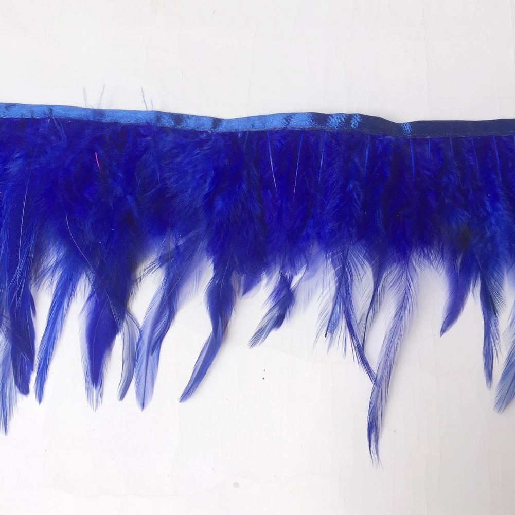 KOLIGHT Frangia Di Piume Di Gallo Naturali – 5 Metri, Larghezza 10-15 Cm, Con Nastro Di Raso, Per Decorazioni Fai Da Te, Costumi, Artigianato