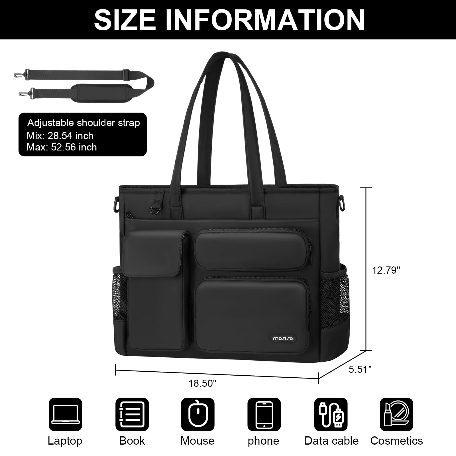 MOSISO 15-15,6 pollici Borsa Tracolla Laptop,Grande Capacita Borsa Tracolla