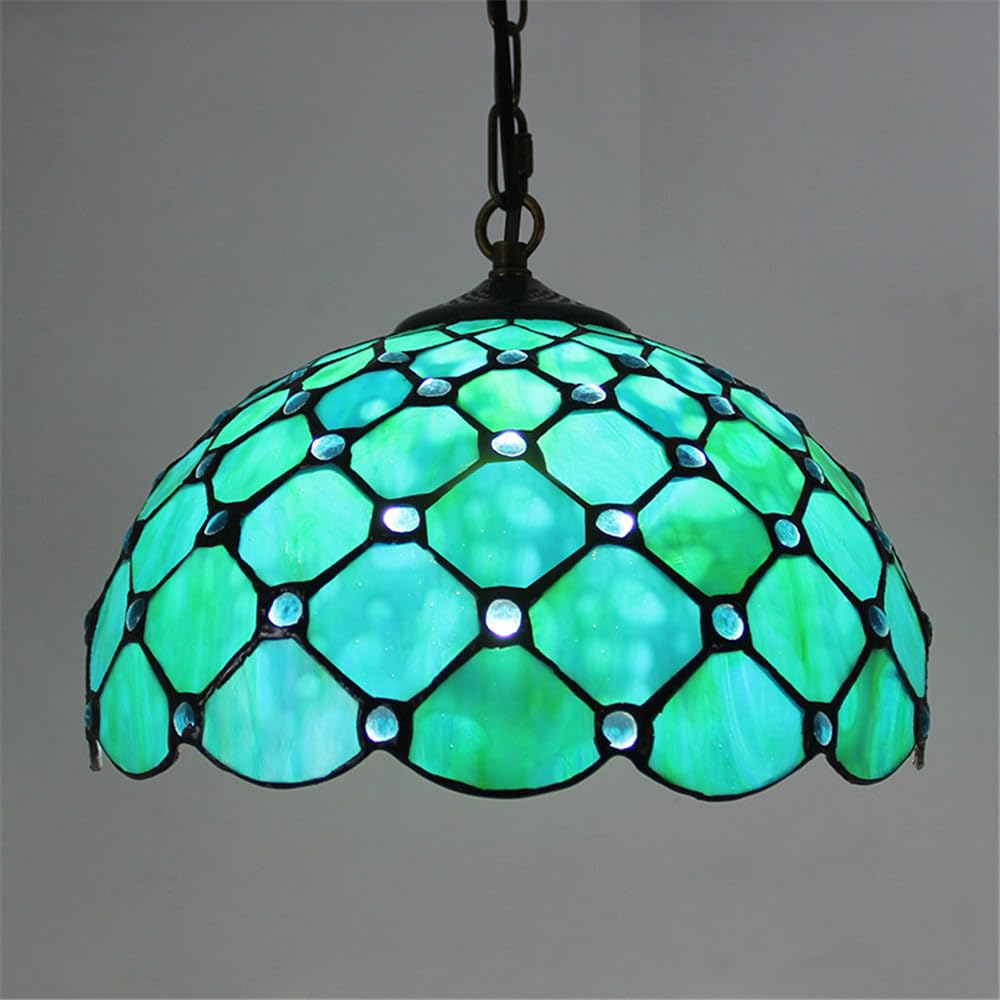 SXWNBIFH Contemporary Color Glass Pendant Lamp LED American Retro Creativity Living Room Restaurant Bedroom Hotel Villa Corridor Cafe Bar Chandelier (M D30CM)