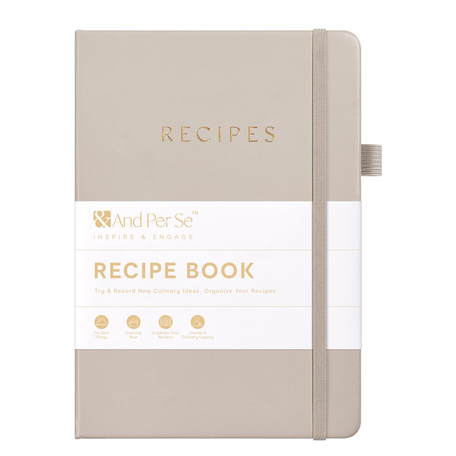 &And Per Se Recipe Book to Write in Your Own Recipes, Blank Recipe Book with Water-Resistant Hardcover, Empty CookBook to Organize Your Recipes - 5.7