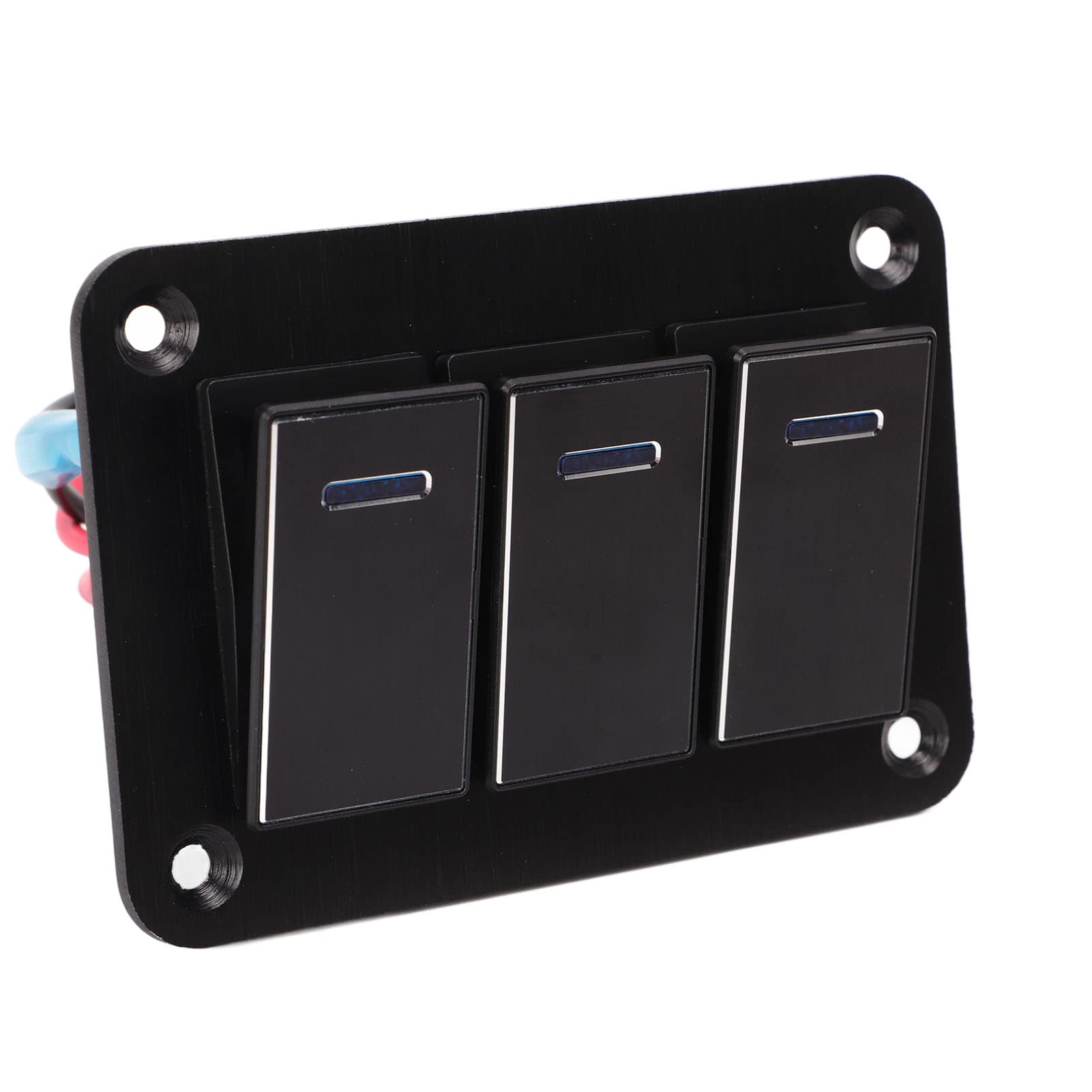 Panel przełączników kołyskowych 3-krotny, wstępnie okablowany stop aluminium do łodzi, samochodu RV, motocykla, autobusu DC12V-24V