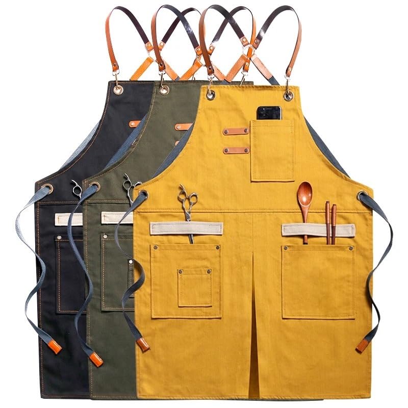 Addensare Denim Grembiule Antivegetativa Barista Parrucchiere Cucina Falegname Pulizia della casa Cottura Grembiule da Lavoro Strumento di Pulizia della casa (Color : Pink)