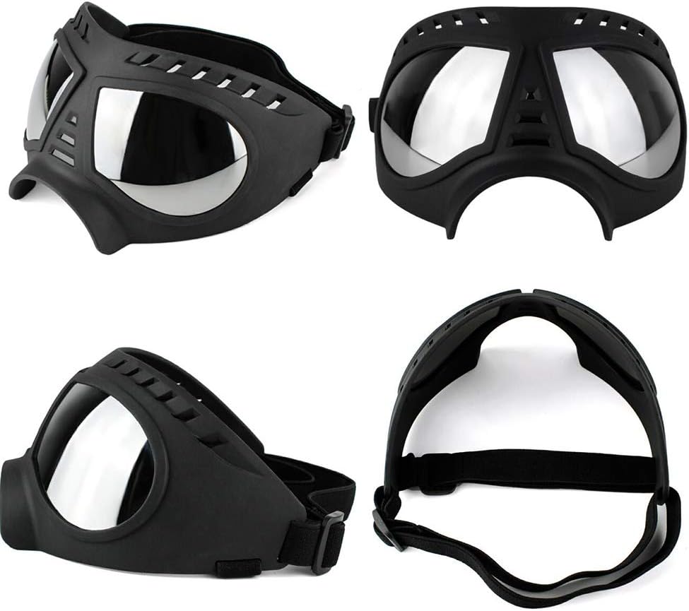 Dog Goggles Large Breed Dog Sunglasses Windproof Snowproof Pet Goggles, Anti-UV Pet Aviator Shooting Dog Goggles for Dog Travel Ski Dog Glasses