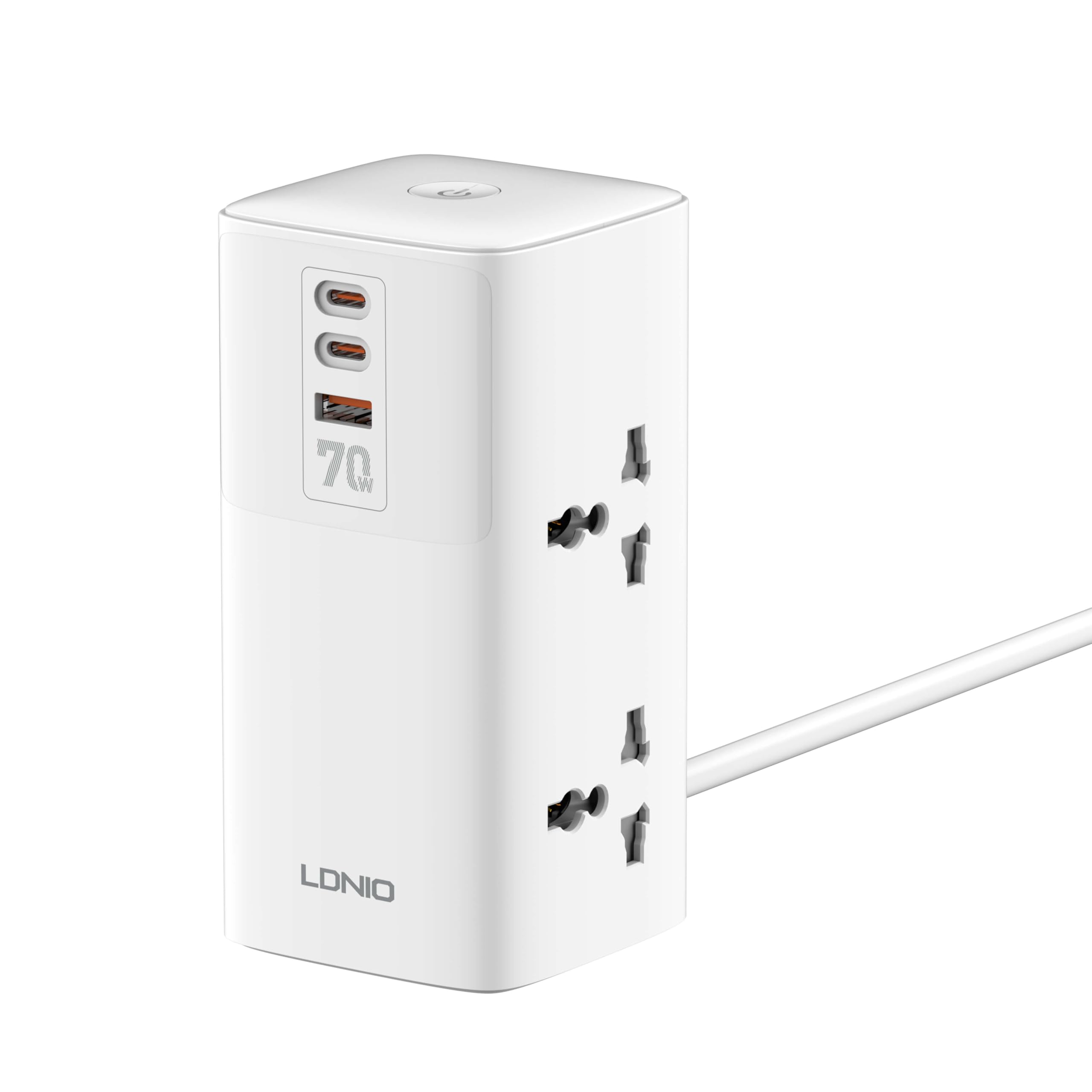 T Teclusive 2500W Tower Extension Board Power Strip with USB C Ports | 4 Power Sockets with 70W Gan Type C USB QC PD Super Fast Charging | Vertical Multi Port Extension with USB | 2M Power Cord-image-10