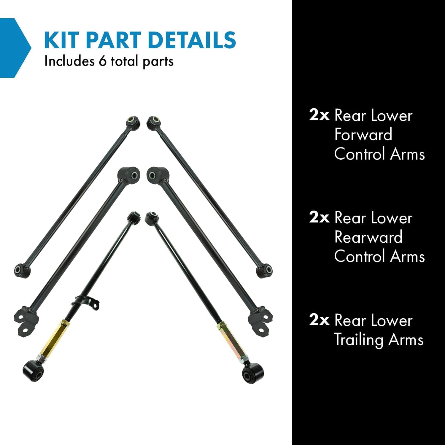 TRQ Rear Suspension Kit Control Arm Trailing Arm Compatible with 1994-1996 Lexus ES300 Toyota Camry