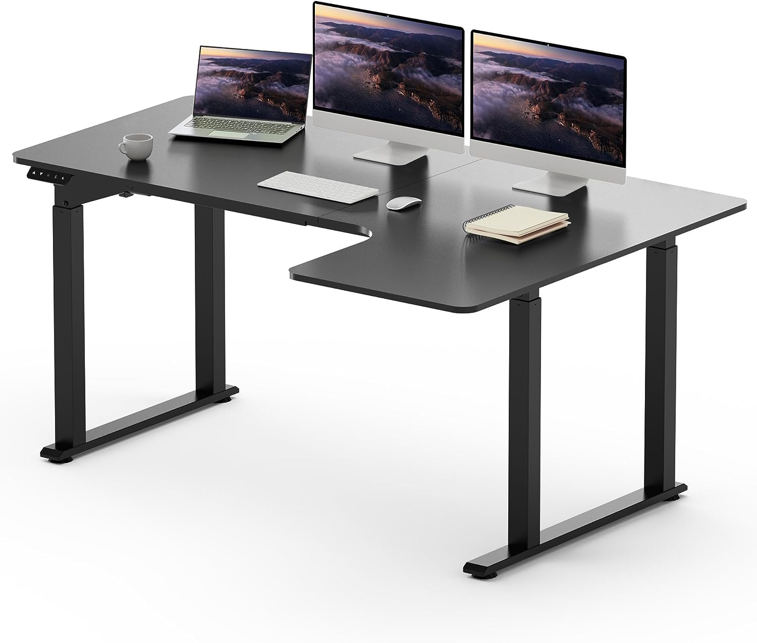 SANODESK QS2 L Shaped +160 * 110cm Dual Motors Standing Desk Height