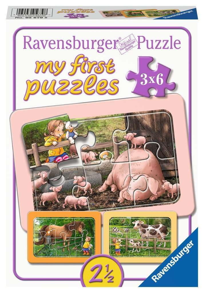 Ravensburger 05679 Children's Puzzle Lotta on the Farm My First Puzzle for Children from 2.5 Years with 3 x 6 Pieces