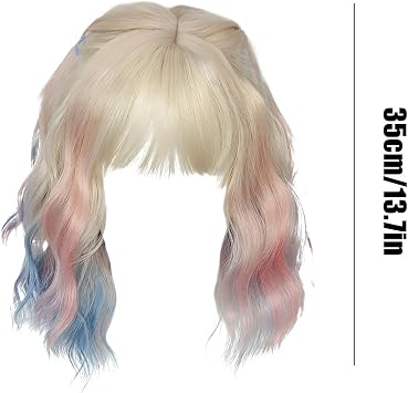 Human Curly Wigs Party Outfit Supplies | Cosplay Hair Wigs Bangs for Women Cosplay Stage Performances Halloween Photography Gathering