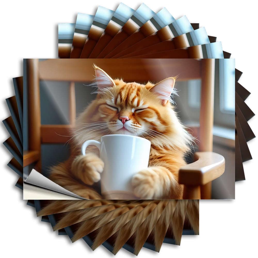 A Fluffy Orange Cat Holding A White Mug Water Badass - Outdoor Deck Decor Saying Self Adhesive Sticker(6X9CM)