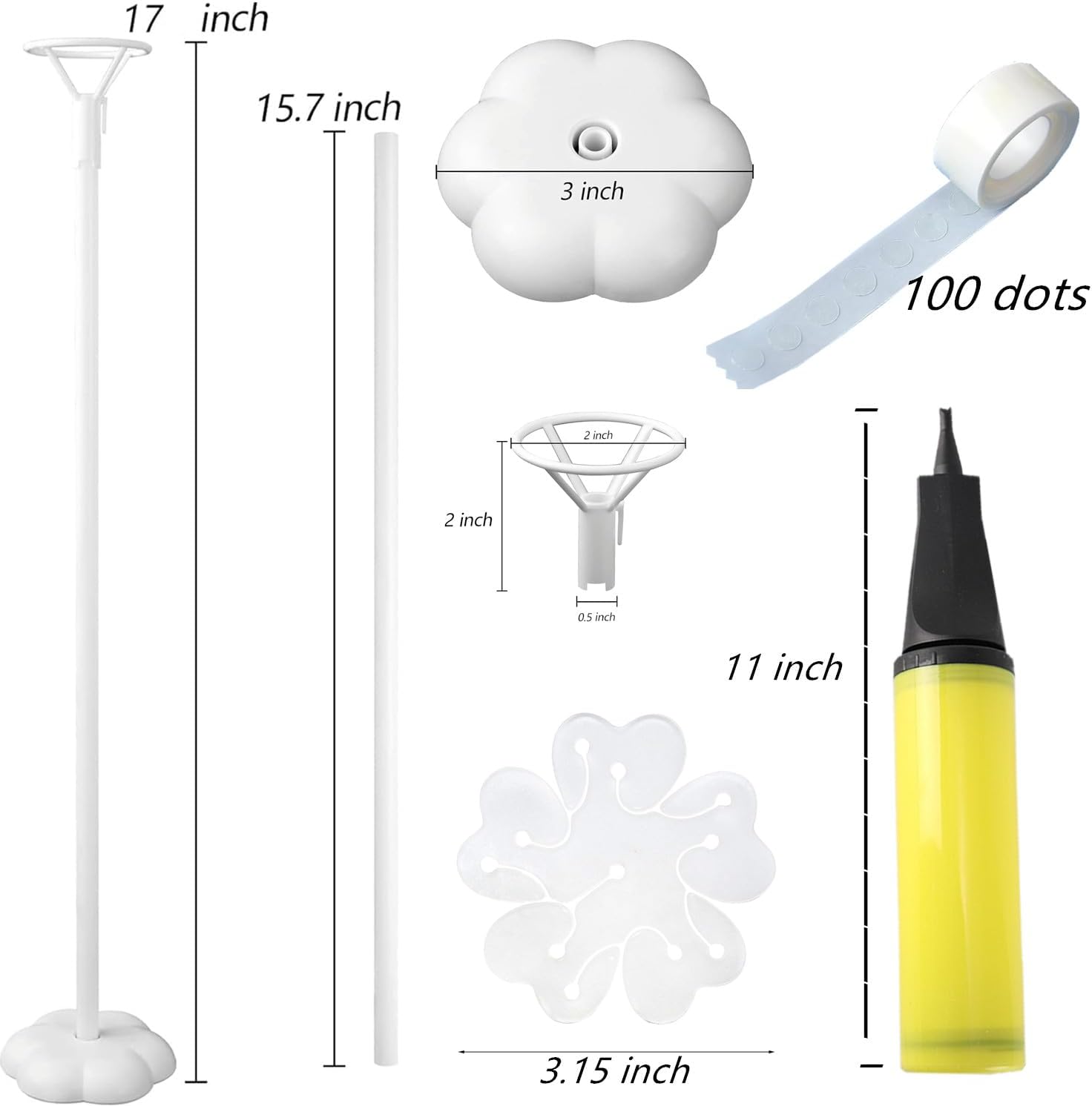 Balloon Stand Kit, 15 pack Balloon Stick Holder with Base for Table Top Centerpiece Party Decoration, Reusable Balloon Column Stand Suit for Happy Birthday/Graduation/Wedding Parties