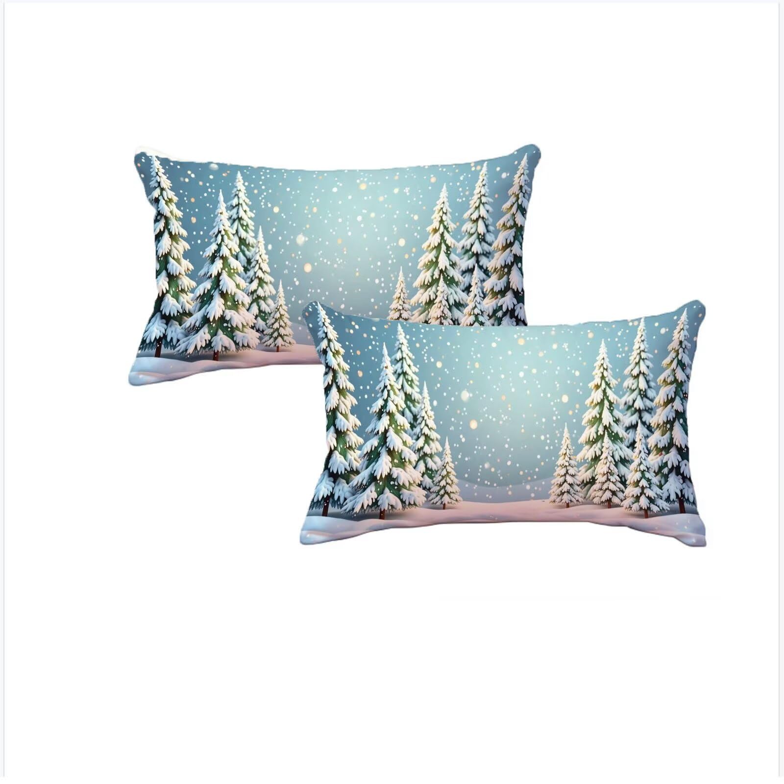Housse coussin Noël imperméable en velours bleu avec fermeture éclair invisible