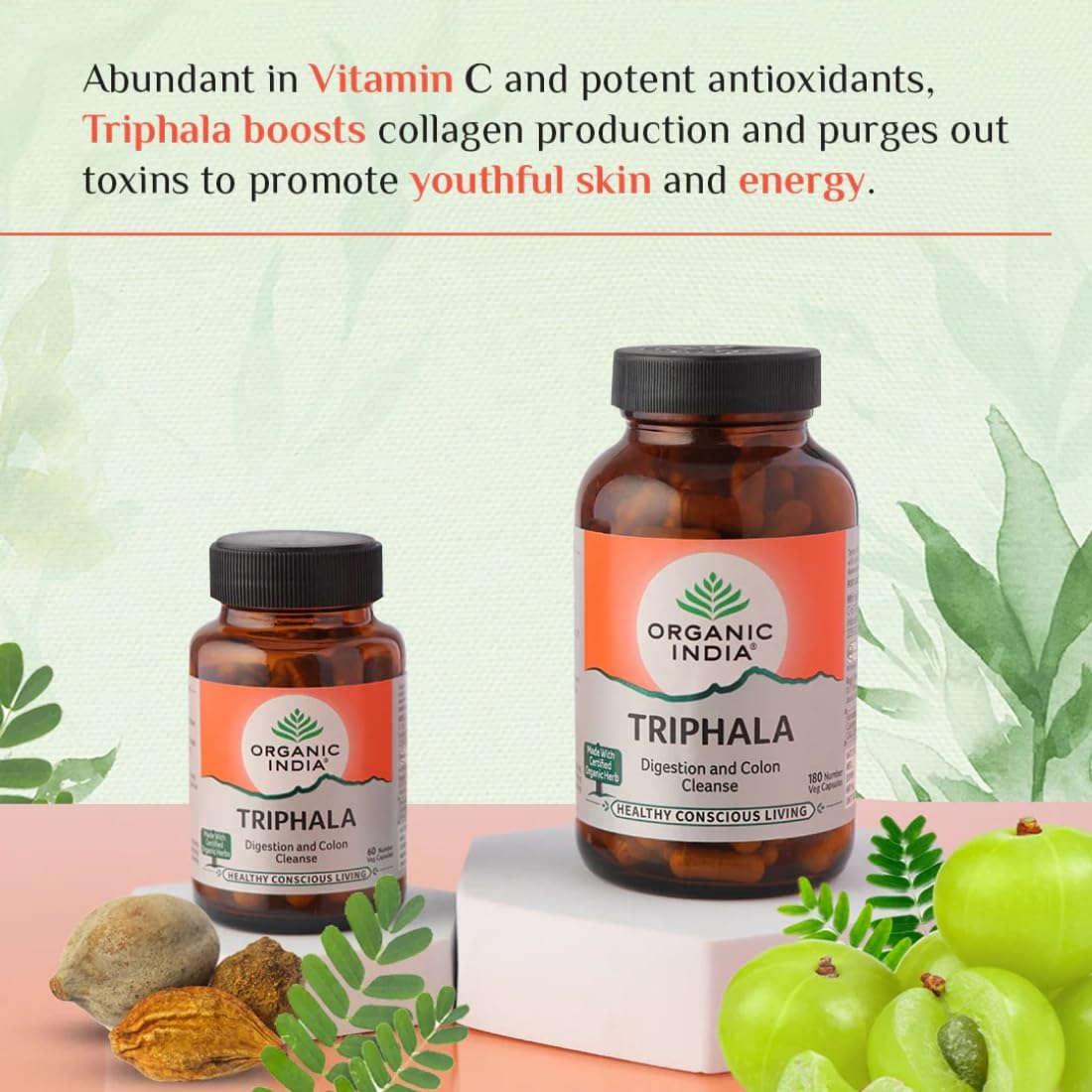 A TATA Product - Organic India Triphala Capsules - 60 Caps (Pack of 2), Supports Immune System, Colon & Digestion, Balanced Bowel & Gut Health, Contains Bioactives and Antioxidants product image 5