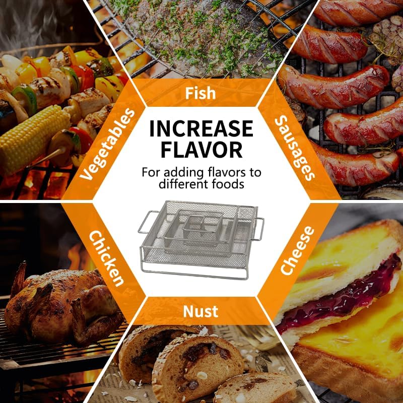 Miniatura 7 de Generador de humo frío de 8  para virutas de polvo  Diseño de laberinto cuadrado resistente para 4  7 horas de ahumado en frío  Compatible con