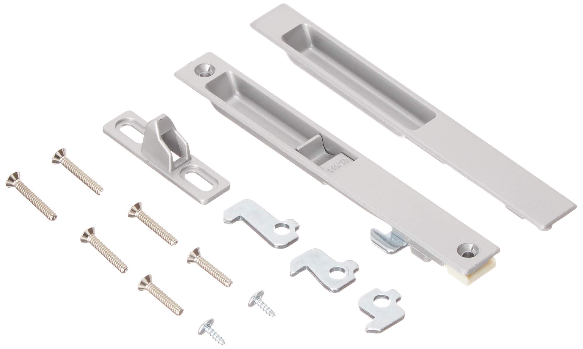 Wright Products - Flush Mounted Sliding Patio Door Latch Set, Aluminum Grey - Replacement Patio and Balcony Door Lock