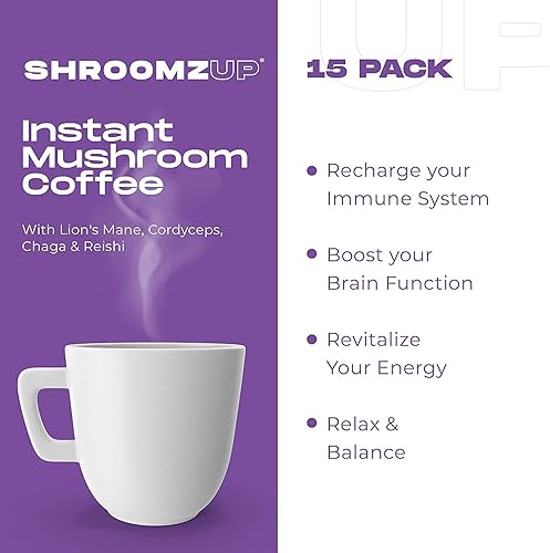 Miniatura 5 de Shroomzup Mezcla de café de hongos rojos 2 en 1 y champiñones morados 30 porciones