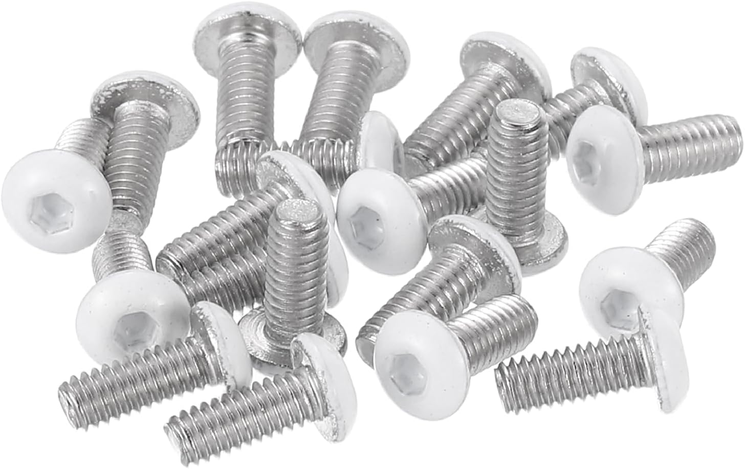 sourcing map 20 Pcs M2.5-0.45 x 6mm Button Head Hex Socket Head Screws, 304 Stainless Steel Bolts Full Thread Bright Finish Furniture Machine Screws for Furniture Electrical Appliances, White