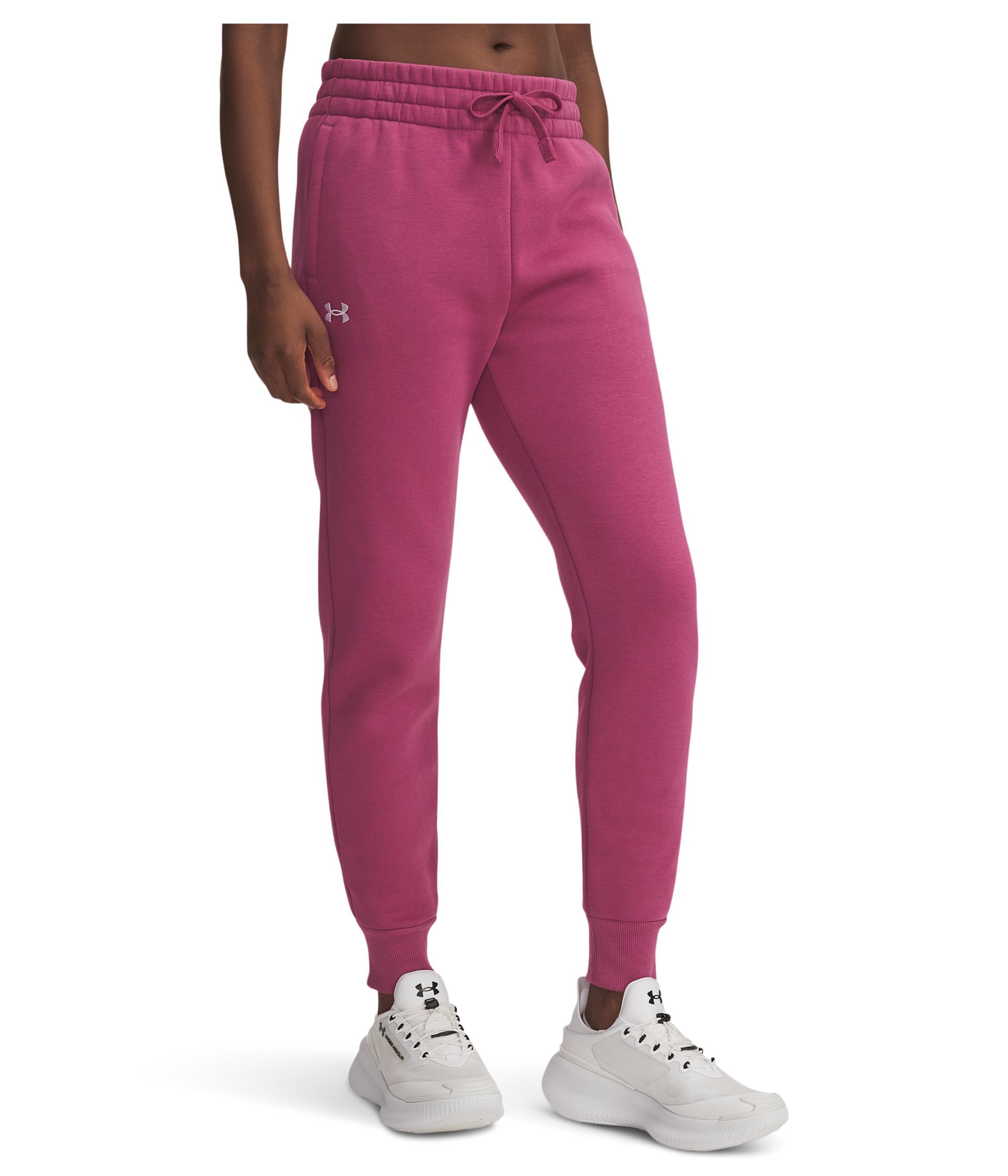 Under Armour Women's Rival Fleece Joggers, (659) Fuchsia Dusk / / White, M