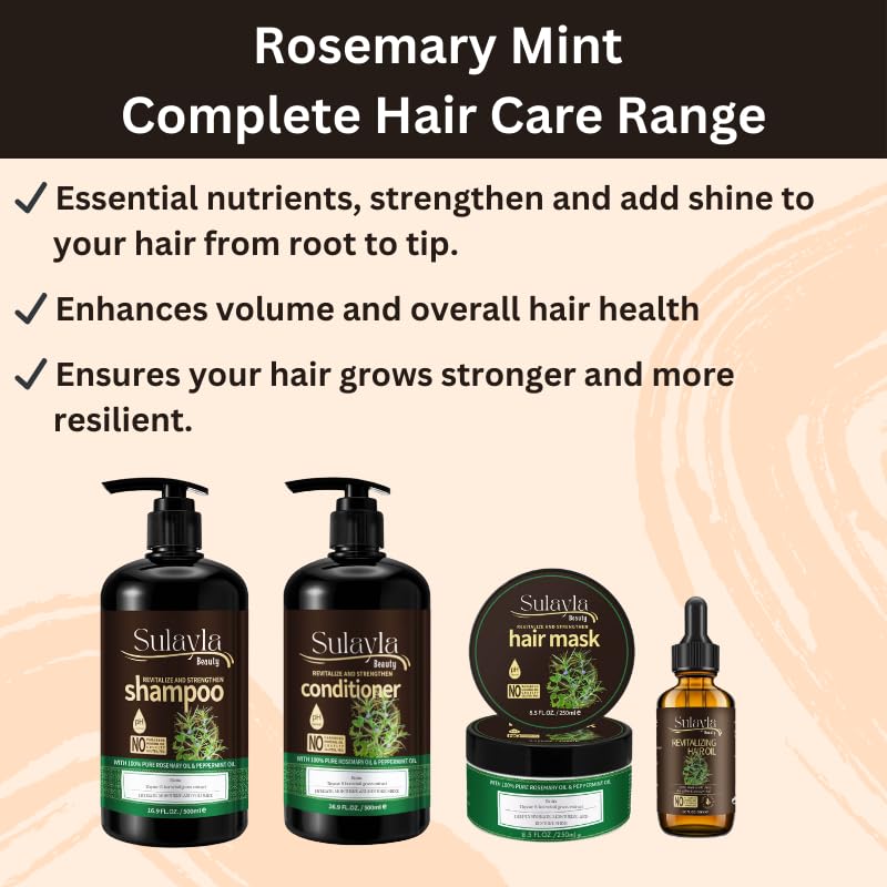 Sulayla Beauty Revitalize and Strengthen Hair Conditioner-100% Pure Rosemary and Peppermint Oil - with Biotin - Promotes hair growth - 500ml - Image 5