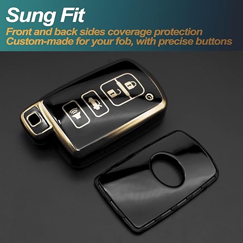 Miniatura 9 de FEYOUN Funda para llavero compatible con Toyota Avalon Camry Corolla RAV4 Sequoia Highlander 4Runner Smart 4Runner Smart con 4 botones de TPU remoto